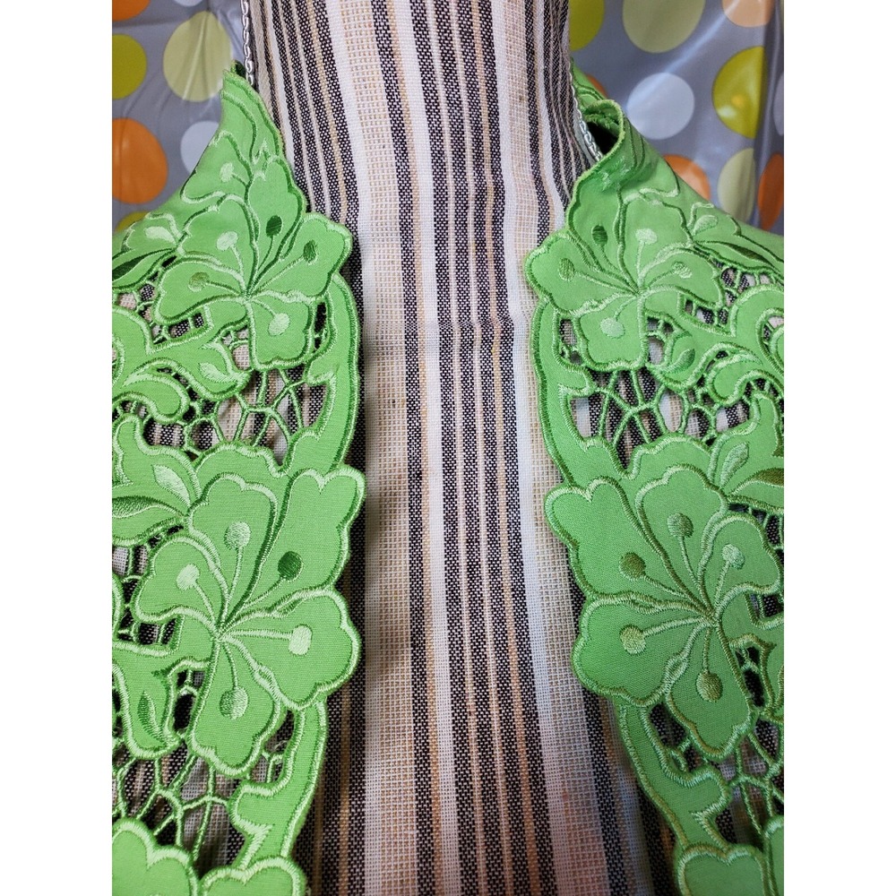 Lime Green Pant Suit With Embroid Trim. Stunning! Women's M, Wedding - Picture 4 of 10